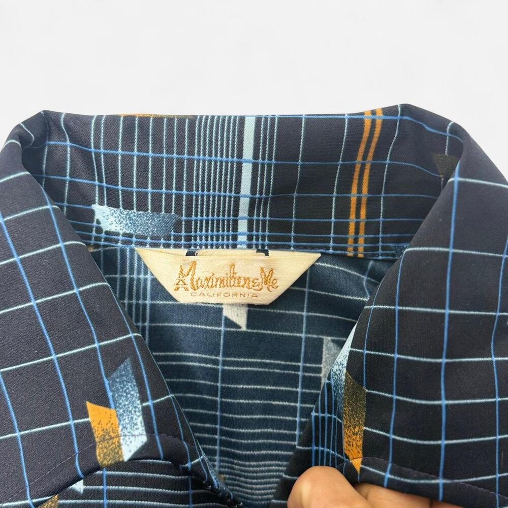 Mens 70s Aladdinette California geometric long sleeve button shirt L - Picture 4 of 6